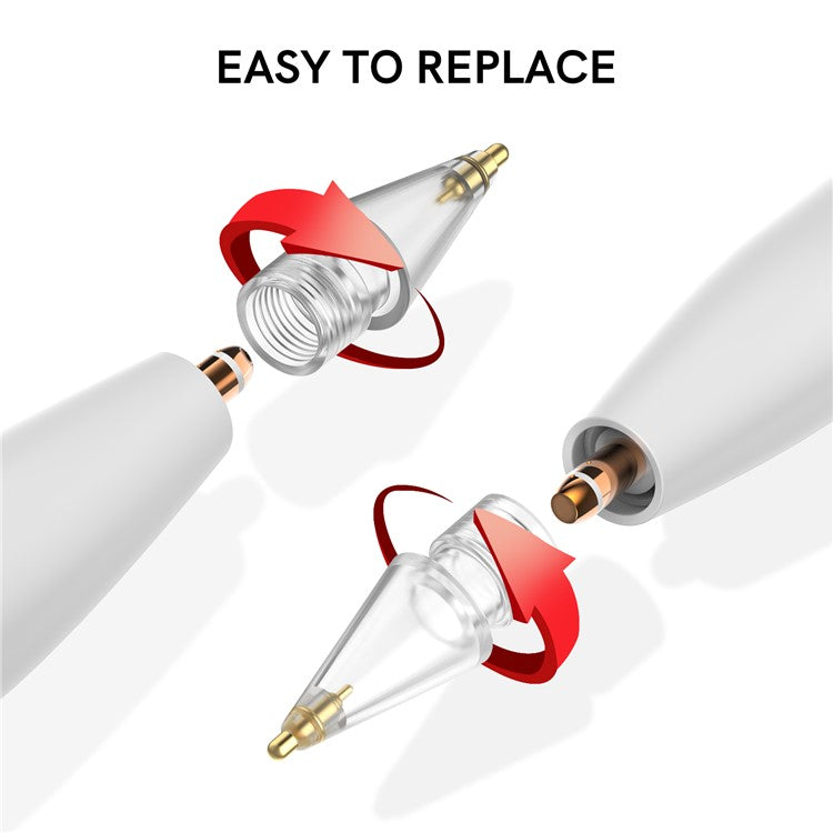 AHASTYLE WG58 For Apple Pencil 2nd / 1st Generation Capacitive Stylus Pen Nib Replacement Touch Screen Pen Tip - Transparent / 4mm Gold Nib