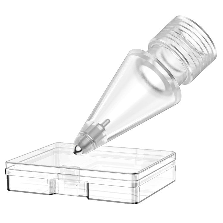 AHASTYLE WG58 For Apple Pencil 2nd / 1st Generation Capacitive Stylus Pen Nib Replacement Touch Screen Pen Tip - Transparent / 3mm Silver Nib