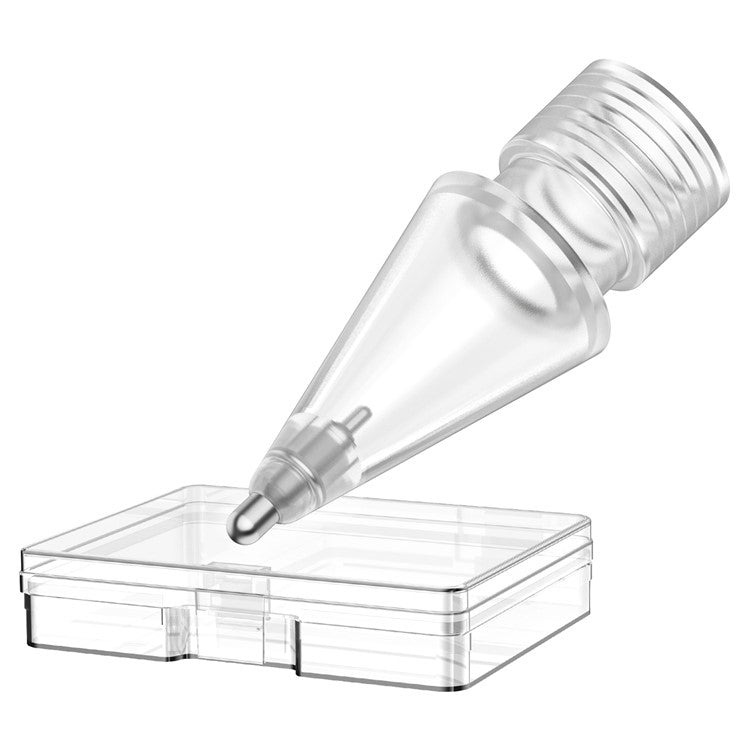 AHASTYLE WG58 For Apple Pencil 2nd / 1st Generation Capacitive Stylus Pen Nib Replacement Touch Screen Pen Tip - Transparent / 4mm Silver Nib