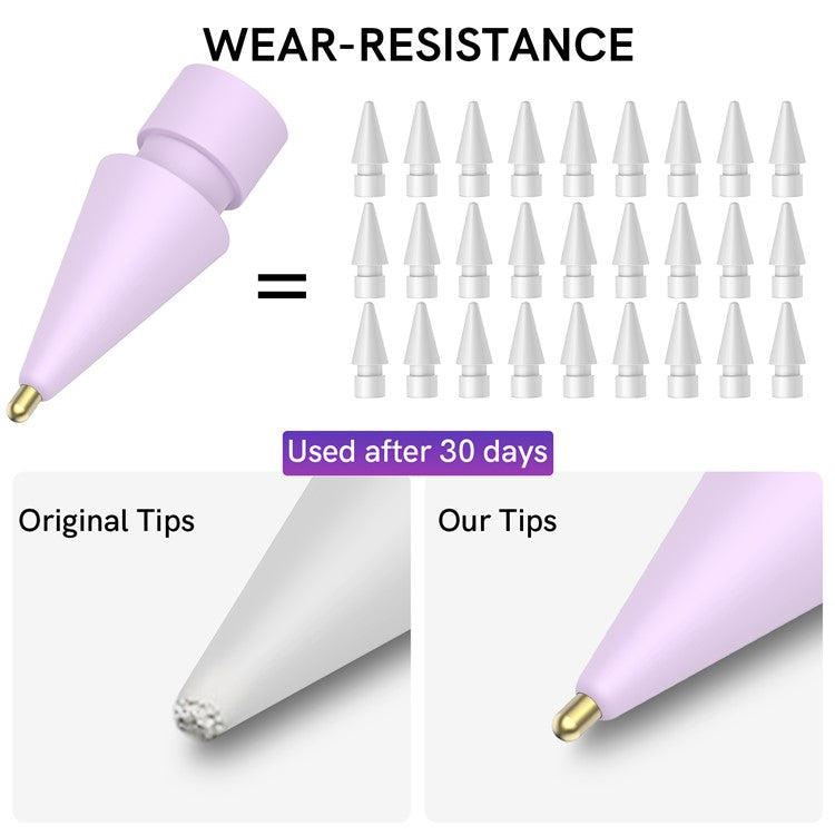 AHASTYLE WG58 For Apple Pencil 2nd / 1st Generation Capacitive Stylus Pen Nib Replacement Touch Screen Pen Tip - Purple / 4mm Gold Nib
