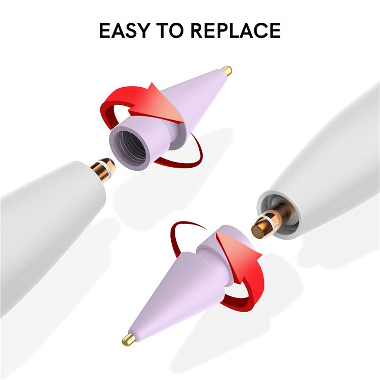 AHASTYLE WG58 For Apple Pencil 2nd / 1st Generation Capacitive Stylus Pen Nib Replacement Touch Screen Pen Tip - Purple / 4mm Gold Nib