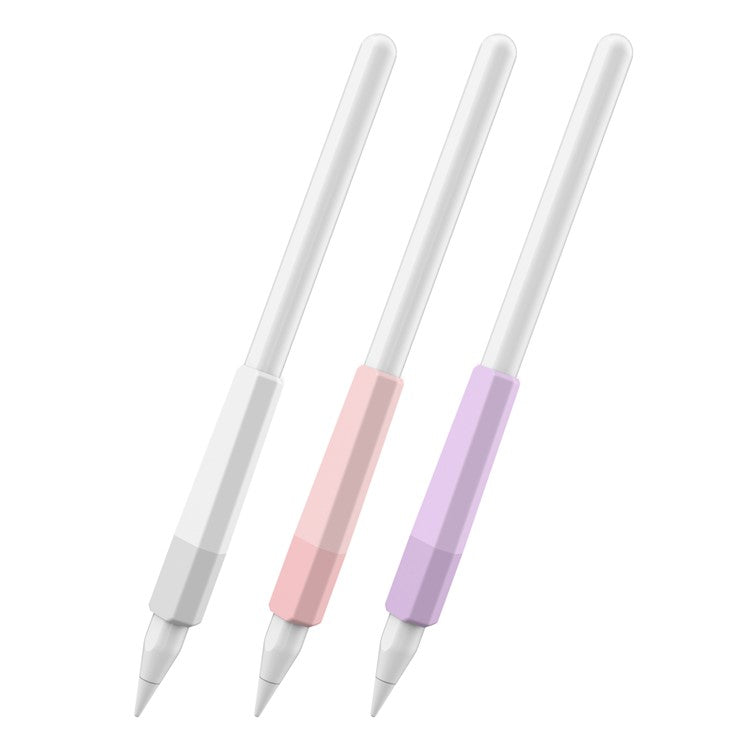 AHASTYLE PT185 3Pcs for Apple Pencil 2nd Generation Sleeve Stylus Pen Grip Silicone Case Gradient Color - White / Purple / Pink