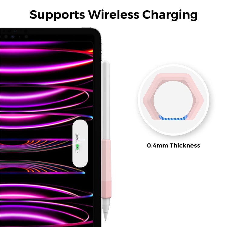 AHASTYLE PT185 3Pcs for Apple Pencil 2nd Generation Sleeve Stylus Pen Grip Silicone Case Gradient Color - White / Purple / Pink