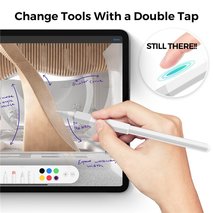 AHASTYLE PT185 3Pcs for Apple Pencil 2nd Generation Sleeve Stylus Pen Grip Silicone Case Gradient Color - White / Purple / Pink