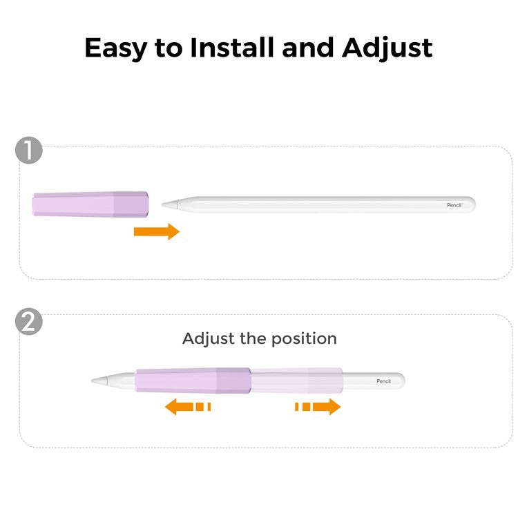 AHASTYLE PT185 3Pcs for Apple Pencil 2nd Generation Sleeve Stylus Pen Grip Silicone Case Gradient Color - White / Purple / Pink