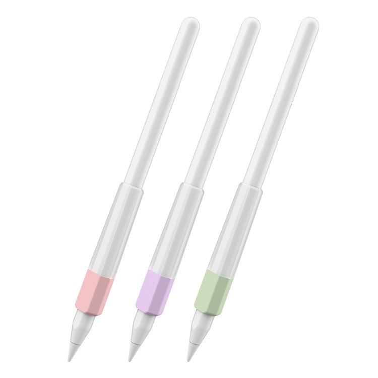 AHASTYLE PT185 3Pcs for Apple Pencil 2nd Generation Sleeve Stylus Pen Grip Silicone Case Gradient Color - Transparent Pink / Purple / Green