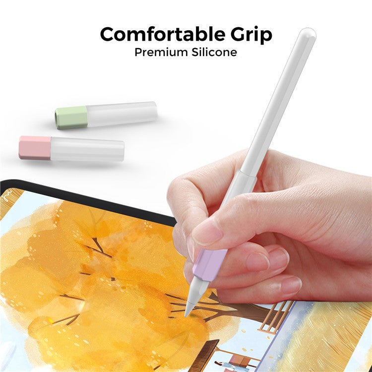 AHASTYLE PT185 3Pcs for Apple Pencil 2nd Generation Sleeve Stylus Pen Grip Silicone Case Gradient Color - Transparent Pink / Purple / Green