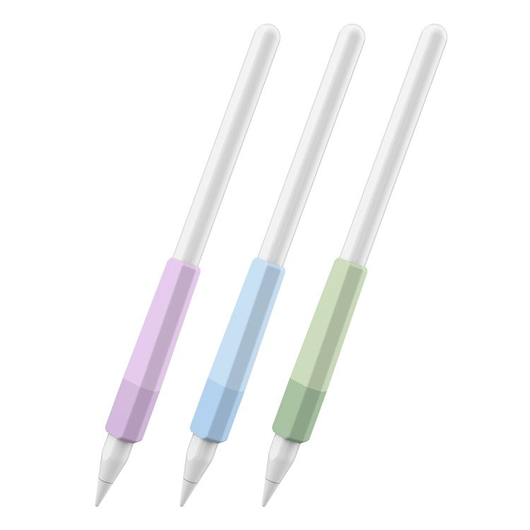 AHASTYLE PT185 3Pcs for Apple Pencil 2nd Generation Sleeve Stylus Pen Grip Silicone Case Gradient Color - Blue / Green / Purple