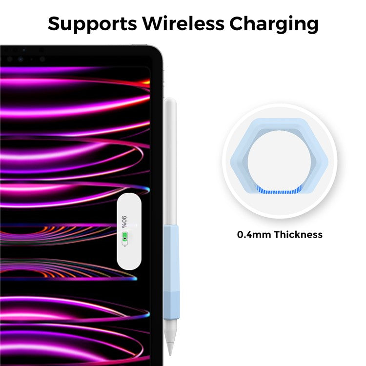 AHASTYLE PT185 3Pcs for Apple Pencil 2nd Generation Sleeve Stylus Pen Grip Silicone Case Gradient Color - Blue / Green / Purple