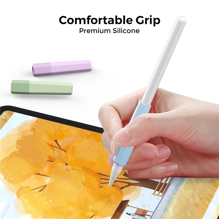 AHASTYLE PT185 3Pcs for Apple Pencil 2nd Generation Sleeve Stylus Pen Grip Silicone Case Gradient Color - Blue / Green / Purple