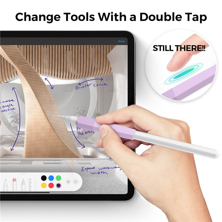 AHASTYLE PT185 3Pcs for Apple Pencil 2nd Generation Sleeve Stylus Pen Grip Silicone Case Gradient Color - Blue / Green / Purple