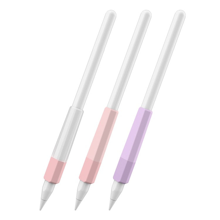 AHASTYLE PT185 3Pcs for Apple Pencil 2nd Generation Sleeve Stylus Pen Grip Silicone Case Gradient Color - Purple / Pink, Transparent Pink