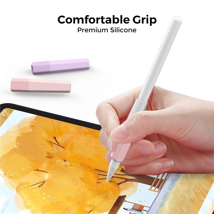 AHASTYLE PT185 3Pcs for Apple Pencil 2nd Generation Sleeve Stylus Pen Grip Silicone Case Gradient Color - Purple / Pink, Transparent Pink