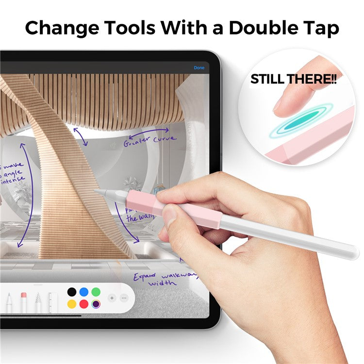AHASTYLE PT185 3Pcs for Apple Pencil 2nd Generation Sleeve Stylus Pen Grip Silicone Case Gradient Color - Purple / Pink, Transparent Pink