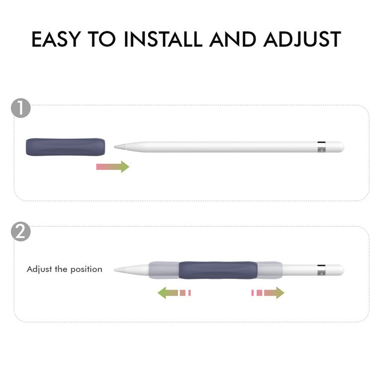 AHASTYLE PT113-1 Silicone Grip for Apple Pencil 1st / 2nd Generation Sleeve, 3Pcs Stylus Pen Case - White / Blue / Black