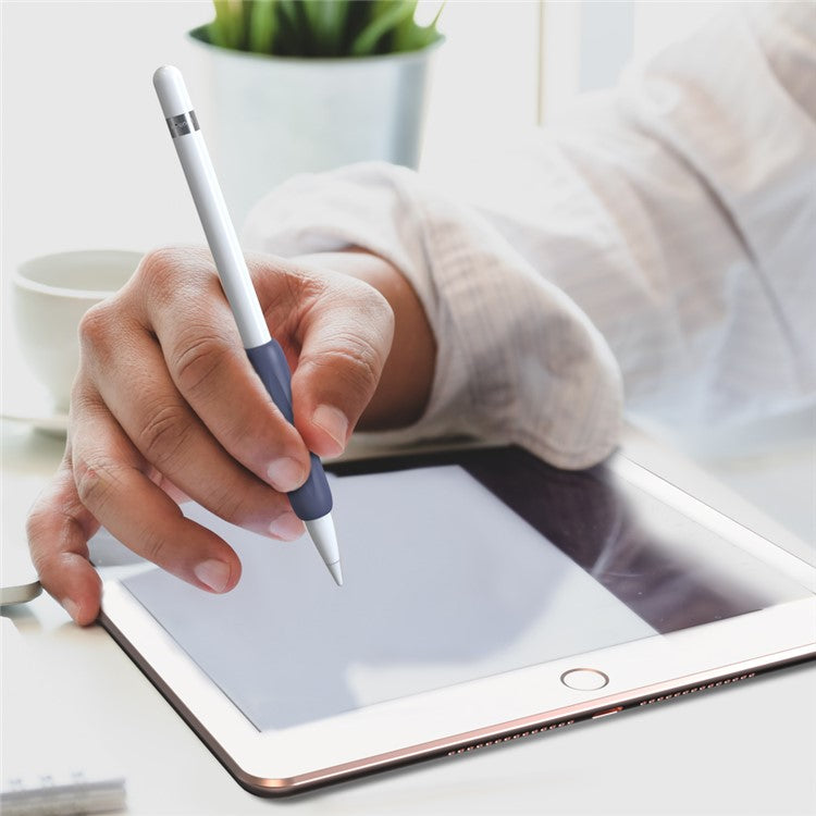 AHASTYLE PT113-1 Silicone Grip for Apple Pencil 1st / 2nd Generation Sleeve, 3Pcs Stylus Pen Case - White / Blue / Black