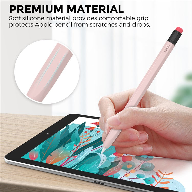 AHASTYLE PT180-1 For Apple Pencil 1st Generation Retro Silicone Capacitive Stylus Pen Protective Cover - Pink