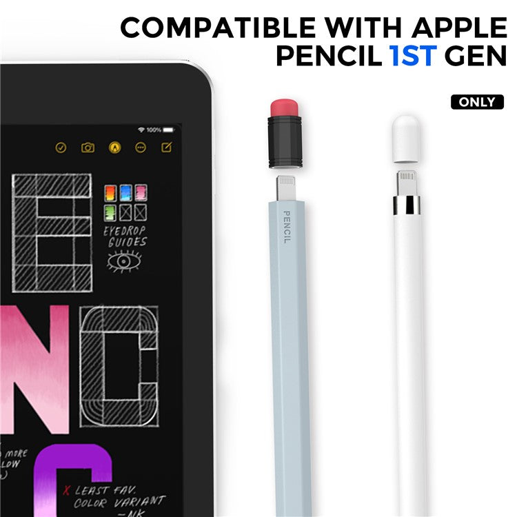 AHASTYLE PT180-1 For Apple Pencil 1st Generation Retro Silicone Capacitive Stylus Pen Protective Cover - Baby Blue