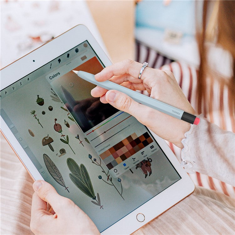 AHASTYLE PT180-1 For Apple Pencil 1st Generation Retro Silicone Capacitive Stylus Pen Protective Cover - Baby Blue