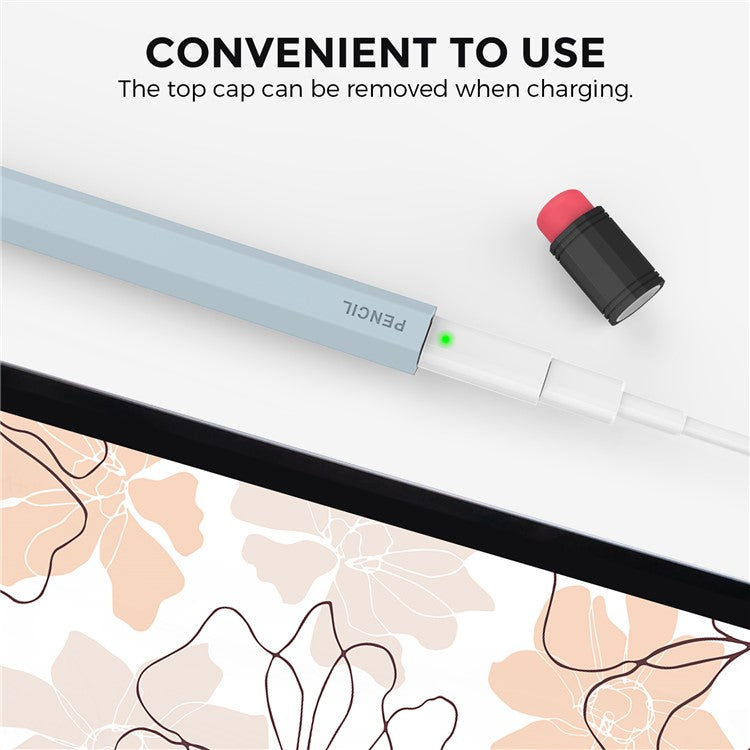 AHASTYLE PT180-1 For Apple Pencil 1st Generation Retro Silicone Capacitive Stylus Pen Protective Cover - Baby Blue