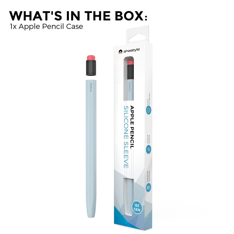 AHASTYLE PT180-1 For Apple Pencil 1st Generation Retro Silicone Capacitive Stylus Pen Protective Cover - Baby Blue