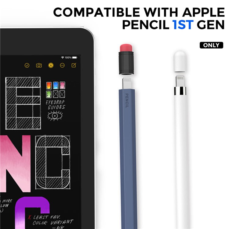 AHASTYLE PT180-1 For Apple Pencil 1st Generation Retro Silicone Capacitive Stylus Pen Protective Cover - Midnight Blue