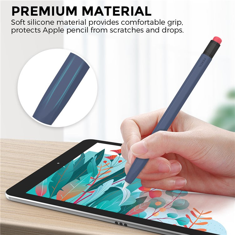 AHASTYLE PT180-1 For Apple Pencil 1st Generation Retro Silicone Capacitive Stylus Pen Protective Cover - Midnight Blue