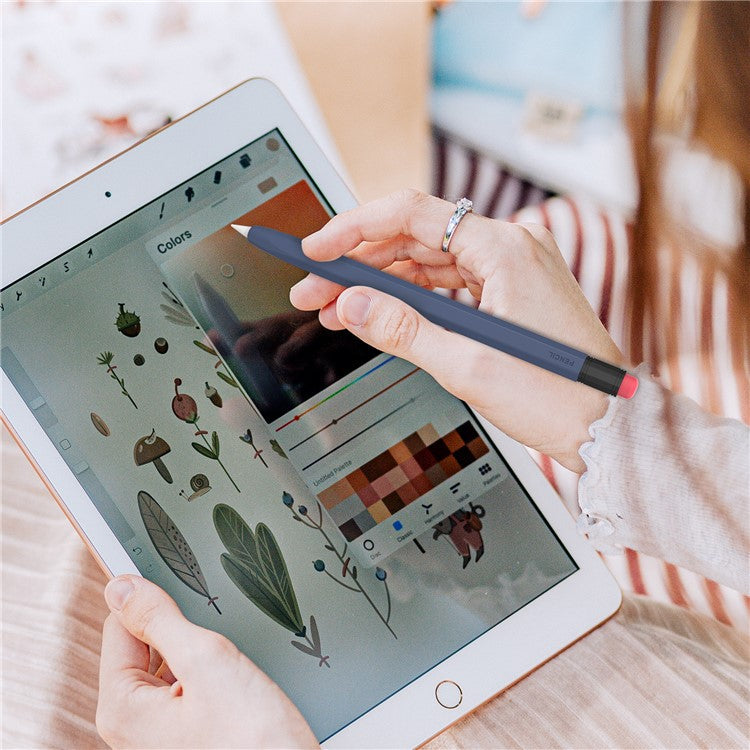 AHASTYLE PT180-1 For Apple Pencil 1st Generation Retro Silicone Capacitive Stylus Pen Protective Cover - Midnight Blue