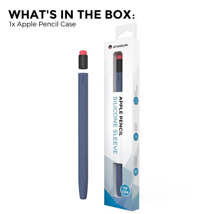 AHASTYLE PT180-1 For Apple Pencil 1st Generation Retro Silicone Capacitive Stylus Pen Protective Cover - Midnight Blue