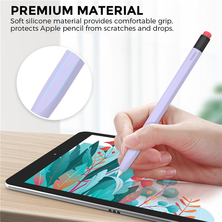 AHASTYLE PT180-1 For Apple Pencil 1st Generation Retro Silicone Capacitive Stylus Pen Protective Cover - Purple