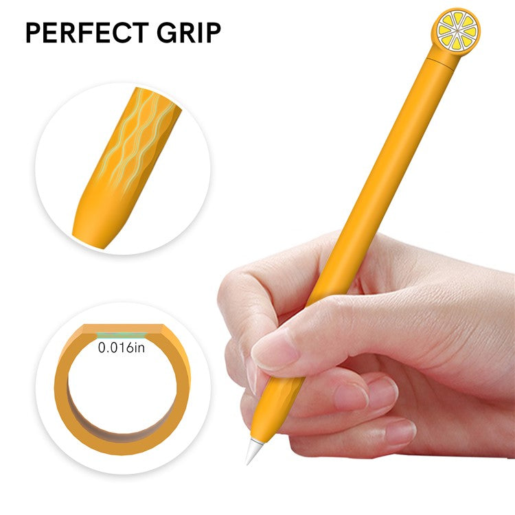 AHASTYLE PT129-2 For Apple Pencil 2nd Generation Cute Cartoon Stylus Pen Cover Soft Silicone Anti-drop Sleeve - Yellow / Orange