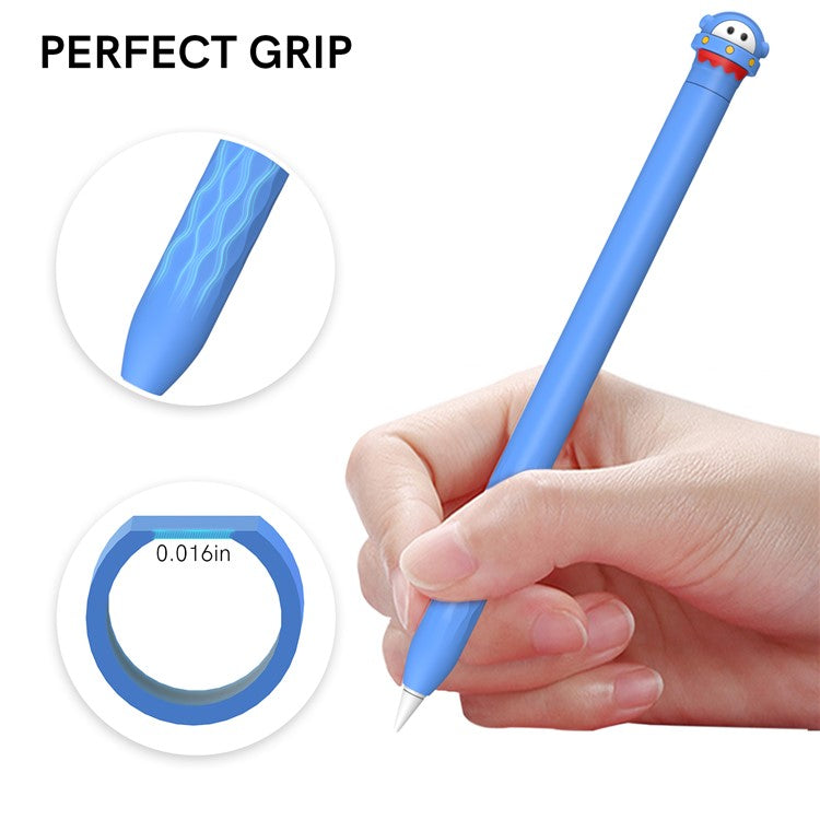 AHASTYLE PT129-2 For Apple Pencil 2nd Generation Cute Cartoon Stylus Pen Cover Soft Silicone Anti-drop Sleeve - Blue / Spaceship