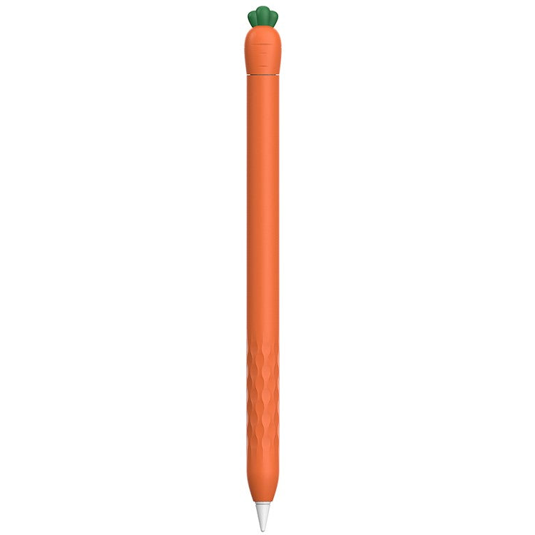 AHASTYLE PT129-2 For Apple Pencil 2nd Generation Cute Cartoon Stylus Pen Cover Soft Silicone Anti-drop Sleeve - Orange / Carrot