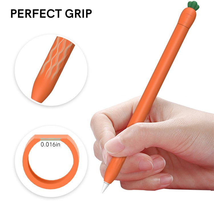 AHASTYLE PT129-2 For Apple Pencil 2nd Generation Cute Cartoon Stylus Pen Cover Soft Silicone Anti-drop Sleeve - Orange / Carrot