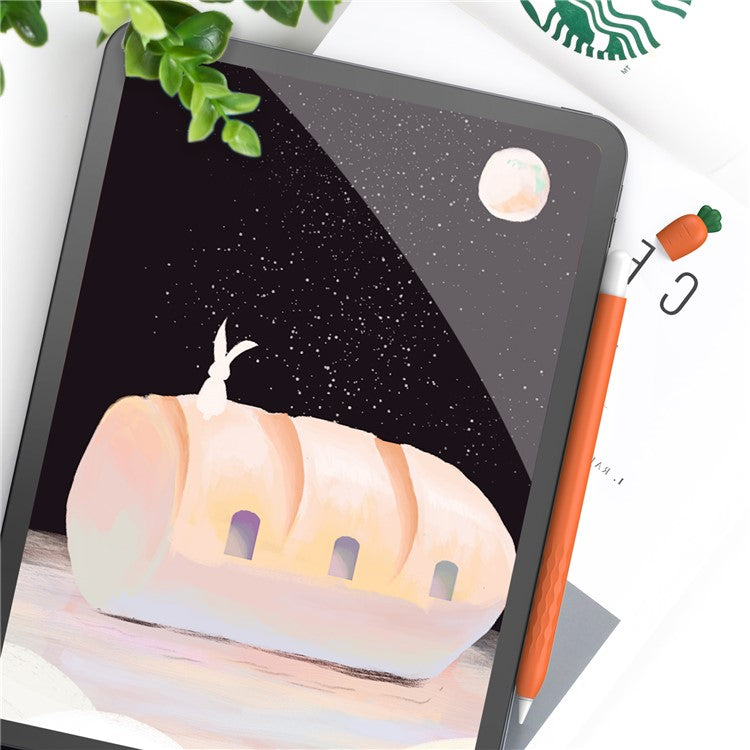 AHASTYLE PT129-2 For Apple Pencil 2nd Generation Cute Cartoon Stylus Pen Cover Soft Silicone Anti-drop Sleeve - Orange / Carrot