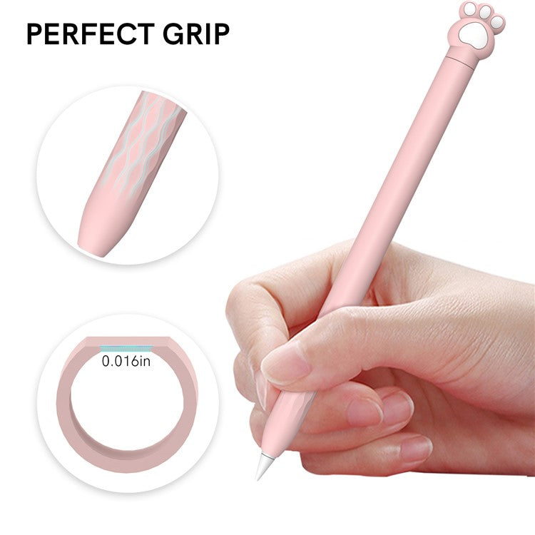 AHASTYLE PT129-2 For Apple Pencil 2nd Generation Cute Cartoon Stylus Pen Cover Soft Silicone Anti-drop Sleeve - Pink / Cat Paw