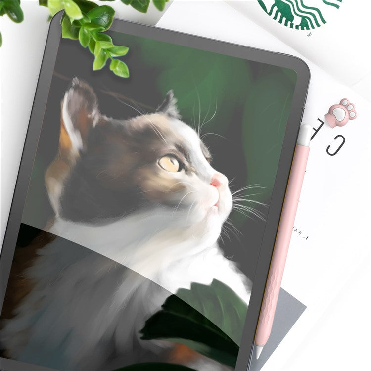 AHASTYLE PT129-2 For Apple Pencil 2nd Generation Cute Cartoon Stylus Pen Cover Soft Silicone Anti-drop Sleeve - Pink / Cat Paw