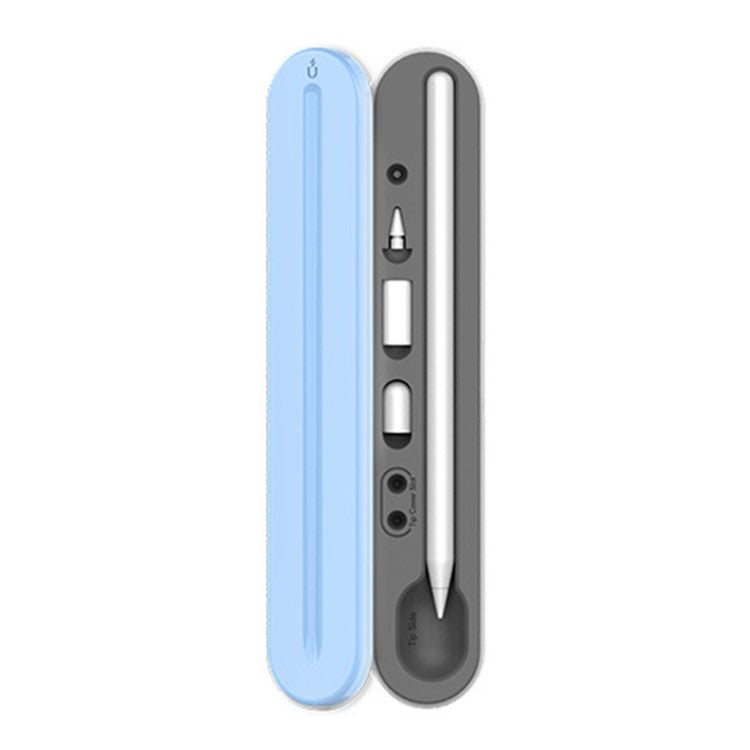 AHASTYLE PT121 Storage Box for Apple Pencil 1st / 2nd Generation Magnetic Stylus Pen Protective Case - Baby Blue / White