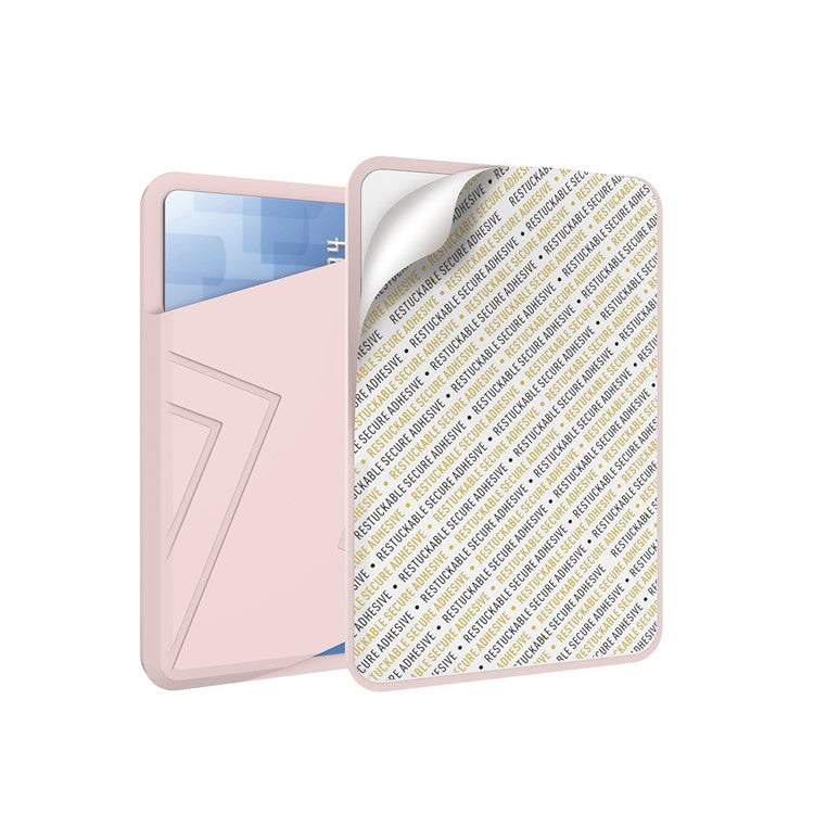 AHASTYLE PT133-C-S Adhesive Credit ID Card Holder Mobile Phone Back Card Pocket - Pink