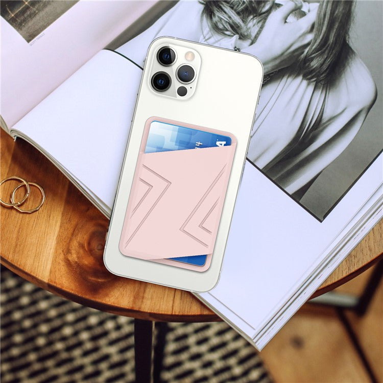 AHASTYLE PT133-C-S Adhesive Credit ID Card Holder Mobile Phone Back Card Pocket - Pink