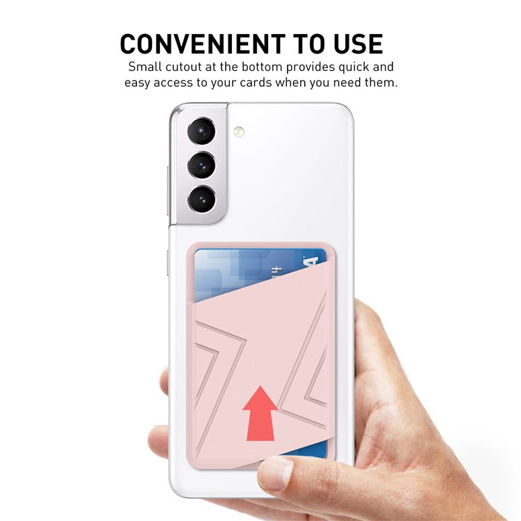 AHASTYLE PT133-C-S Adhesive Credit ID Card Holder Mobile Phone Back Card Pocket - Pink