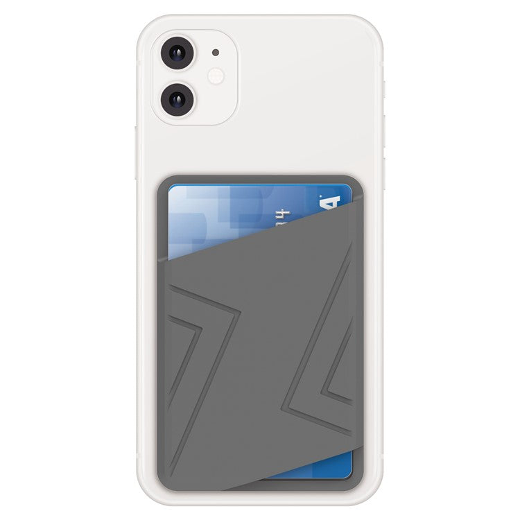 AHASTYLE PT133-C-S Adhesive Credit ID Card Holder Mobile Phone Back Card Pocket - Grey