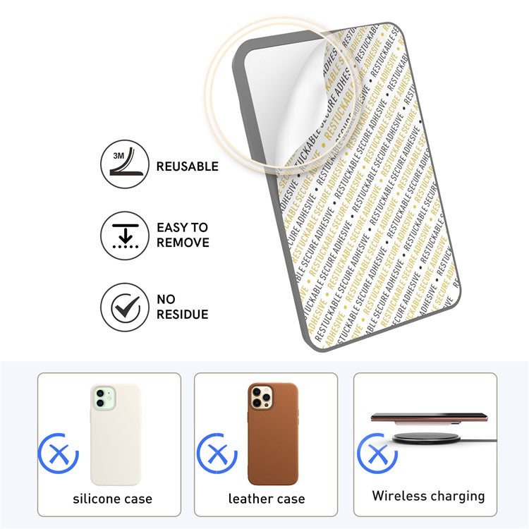 AHASTYLE PT133-C-S Adhesive Credit ID Card Holder Mobile Phone Back Card Pocket - Grey