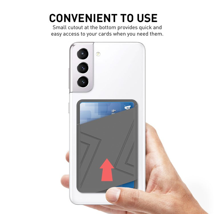 AHASTYLE PT133-C-S Adhesive Credit ID Card Holder Mobile Phone Back Card Pocket - Grey