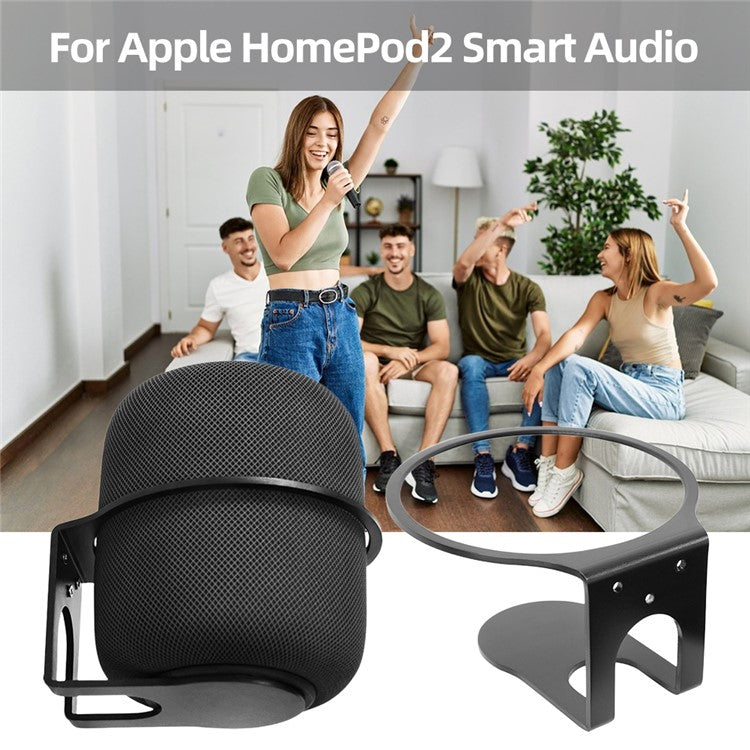 For Apple HomePod 2 2023 Speaker Aluminum Alloy Wall Hanger Wall-Mounted Hanging Holder Mounting Bracket - Black