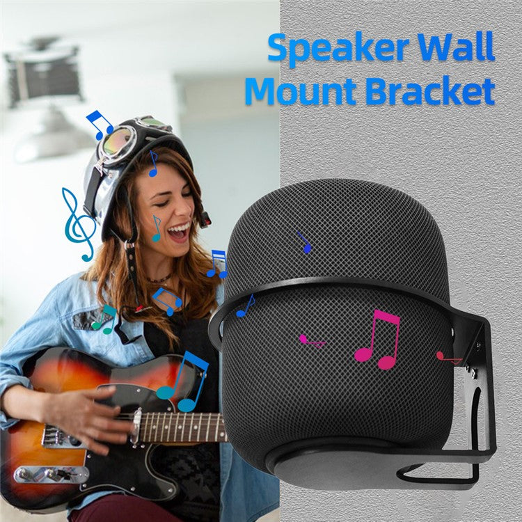 For Apple HomePod 2 2023 Speaker Aluminum Alloy Wall Hanger Wall-Mounted Hanging Holder Mounting Bracket - Black