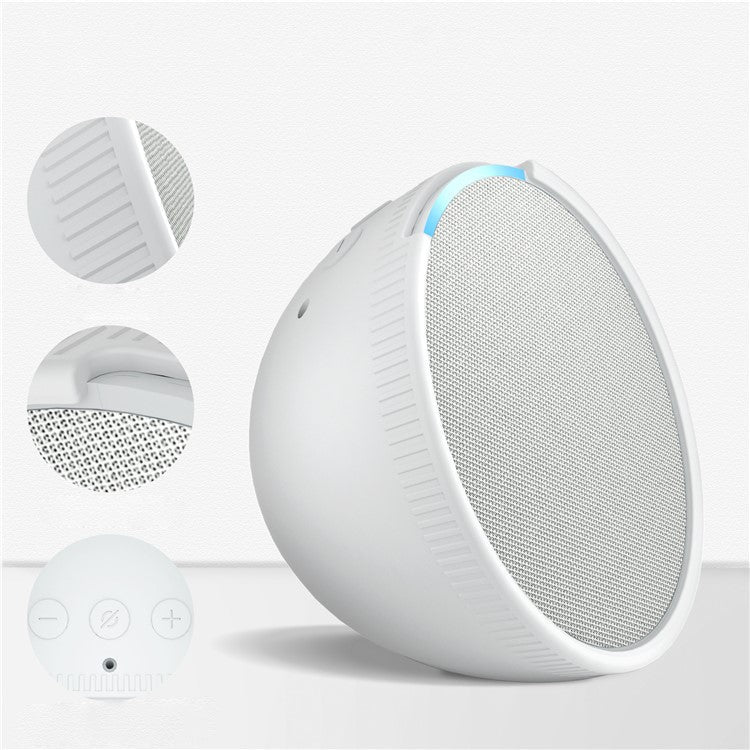 Silicone Case for Amazon Echo Pop Bluetooth Speaker Anti-scratch Protective Cover - White