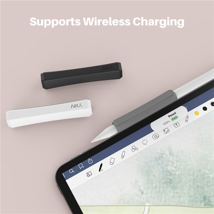 AHASTYLE LC03 3Pcs / Pack Soft Silicone Grip Holder for Apple Pencil 1st / 2nd Generation Stylus Pencil Non-Slip Protective Cover - White / Grey / Black