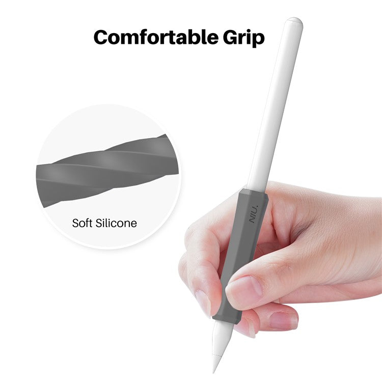 AHASTYLE LC03 3Pcs / Pack Soft Silicone Grip Holder for Apple Pencil 1st / 2nd Generation Stylus Pencil Non-Slip Protective Cover - White / Grey / Black