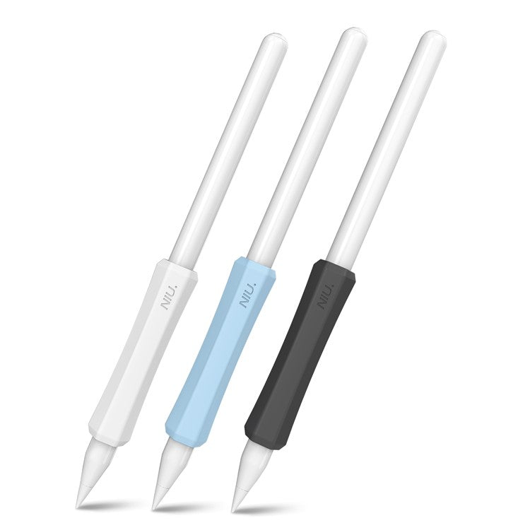 AHASTYLE LC03 3Pcs / Pack Soft Silicone Grip Holder for Apple Pencil 1st / 2nd Generation Stylus Pencil Non-Slip Protective Cover - White / Blue / Black
